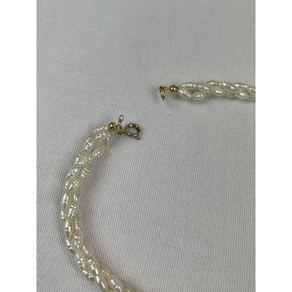 Vintage Faux Freshwater Pearl Twisted Multi-Strand Necklace Dainty Short - Picture 5 of 6